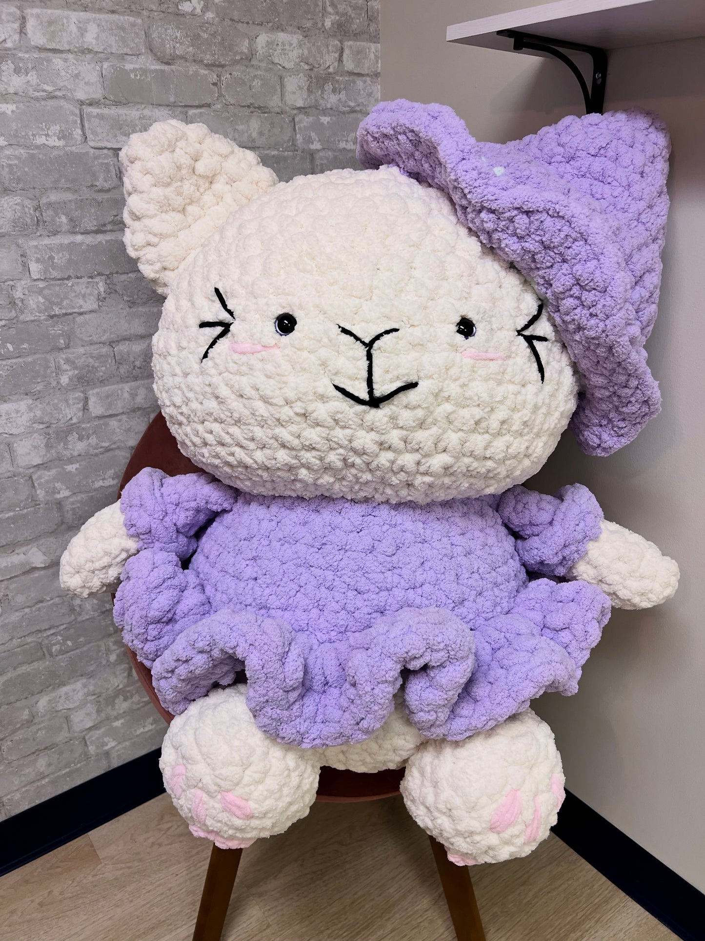 XXL Handmade Crocheted Witchy Cat- Stuffed Animal
